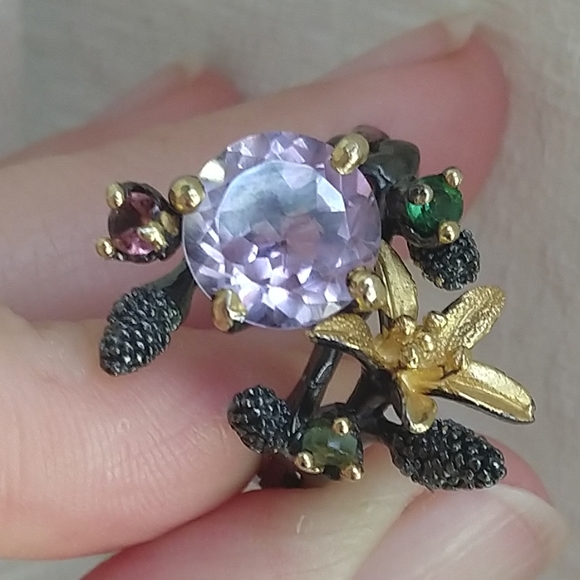 Natural lavender amethyst sterling artistic ring - Picture 2 of 8